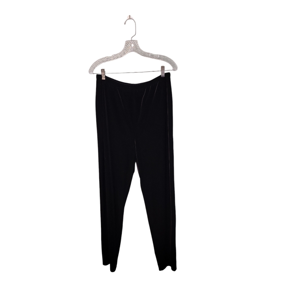 Vintage Denim & Co Crush Black Velvet Pull On Elastic Waist Womens Pants